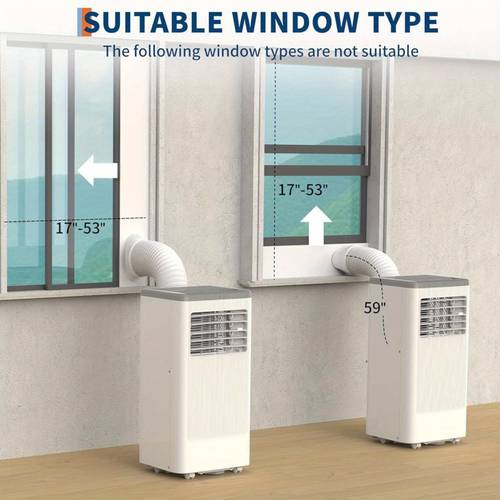 quiet 8000 btus, aire acondicionado portátil para habitaciones de 350 con deshumidificador incorporado, 2 velocidades de ventilador, kit de ventana, de aire acondicionado personal para dormitorio, , estudio, garaje, .