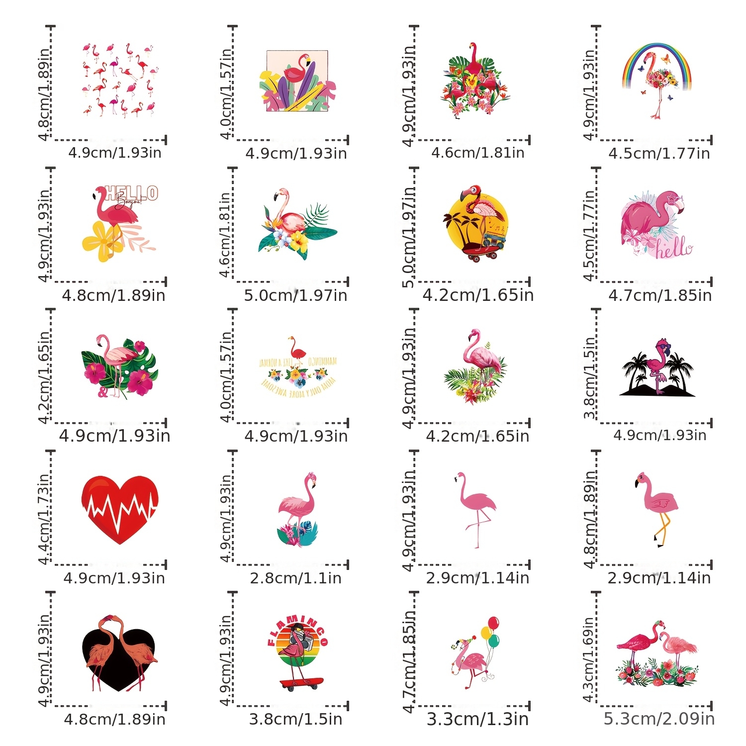 Image of 50pcs Flamingo Bird Cute Aesthetics Stickers Ins Doodle Cartoon Decals Pack Halloween Christmas Decoration Suitcase Water Bottle Laptop Skateboard Luggage Party Gift