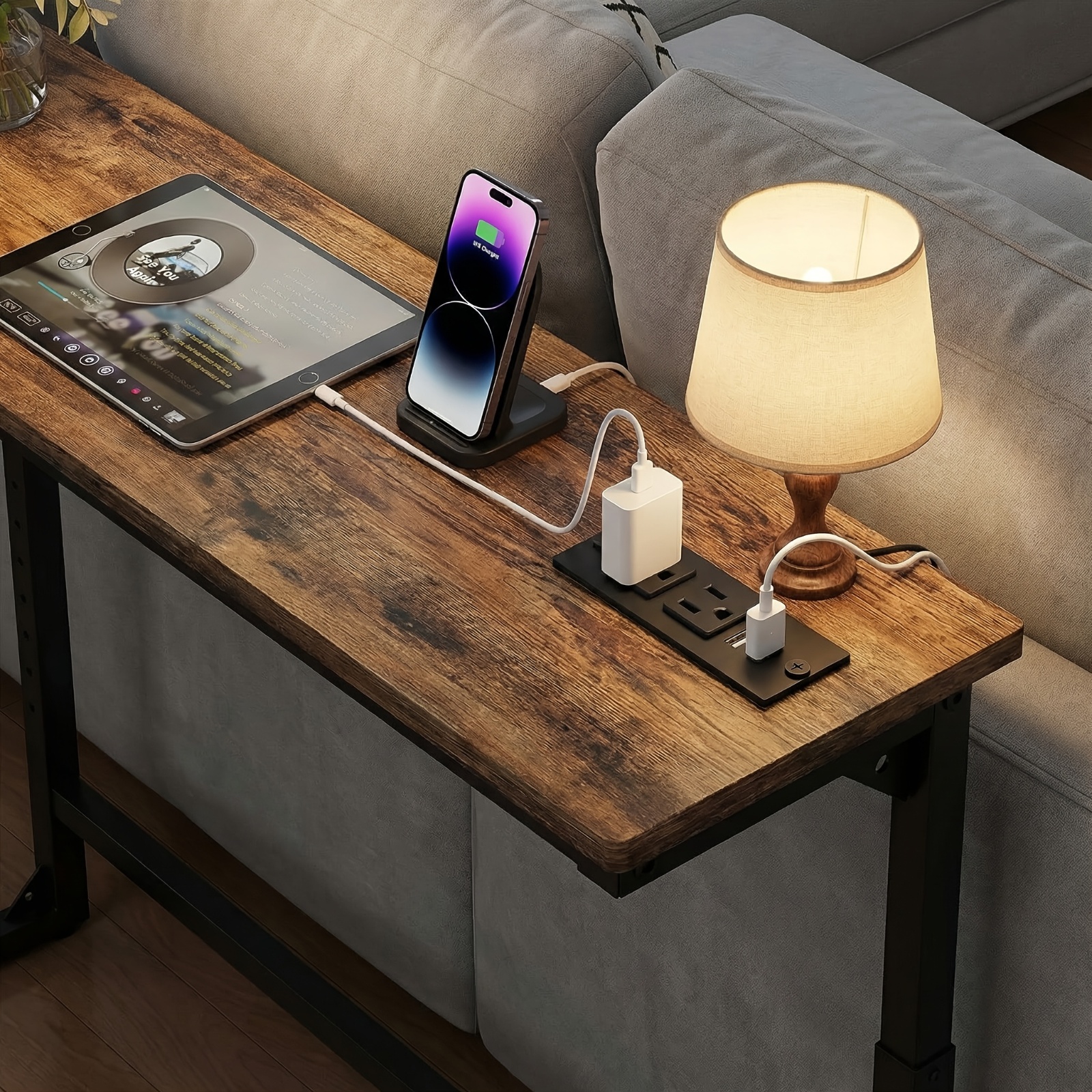   adjustable console table with built   outlet height adjustable entryway table with sturdy   narrow sofa table for entryway hallway living room behind couch