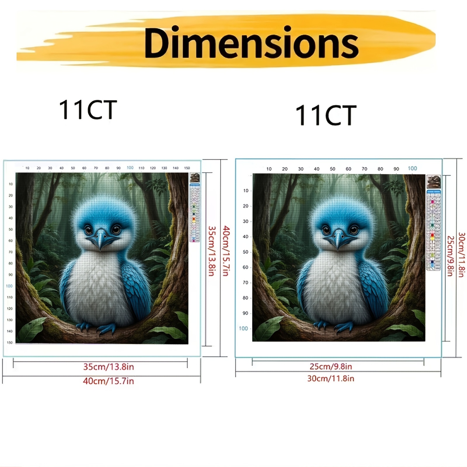 11CT Beginner Cross Stitch Kit with Blue and White Birds Design