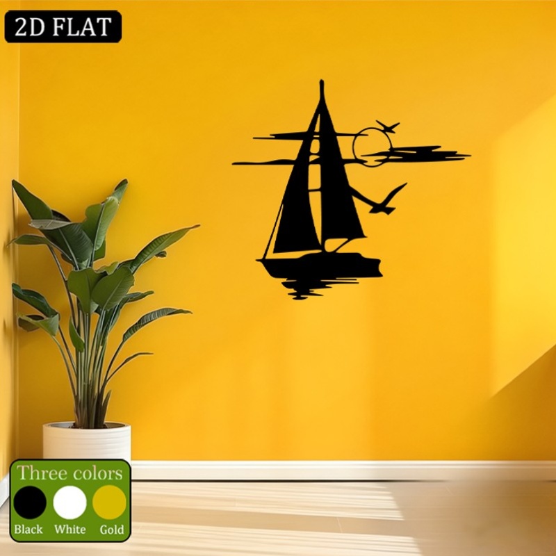 Minimalist Sailing Boat Metal Wall Art Sculpture
