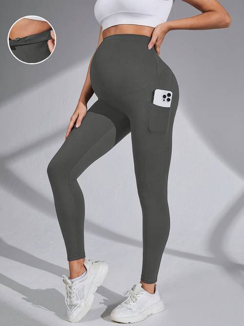 maternity high waist belly support gym leggings for women adjustable waist side pocket tights high stretch breathable daily street versatile maternity pants