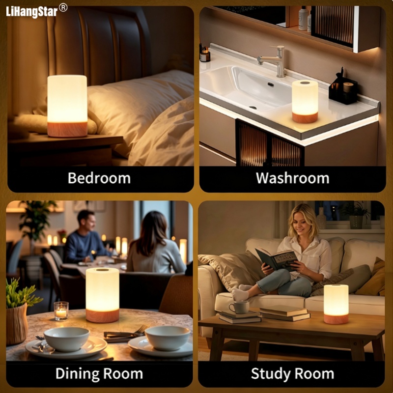 Touch-Controlled Dimmable Night Light, Smart LED Bedroom Lamp
