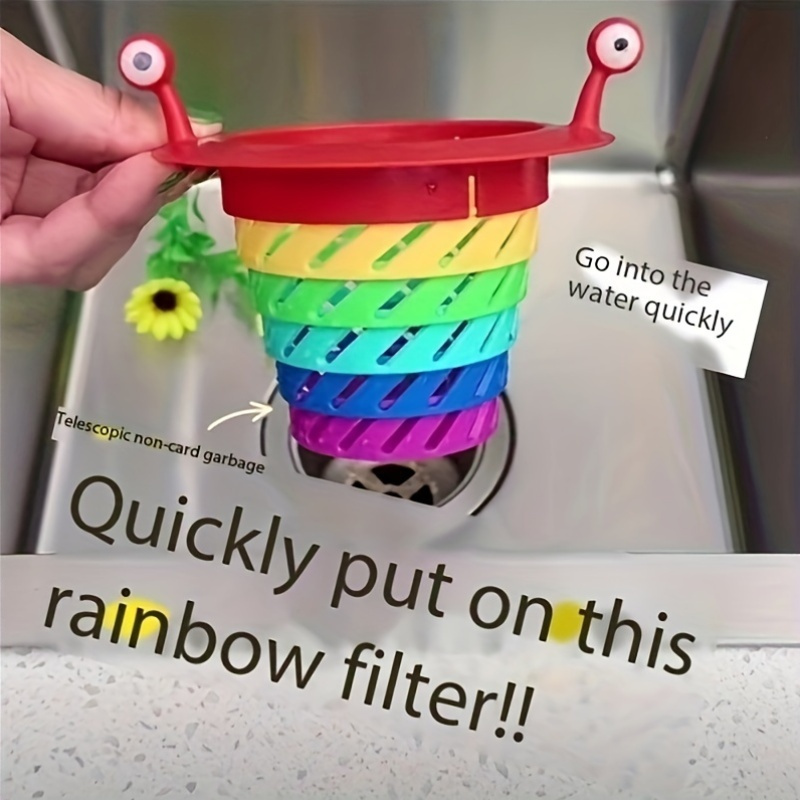 adorable   sink filter foldable quick drainage rainbow strainer suitable for vegetable washing and draining durable plastic Product details 1