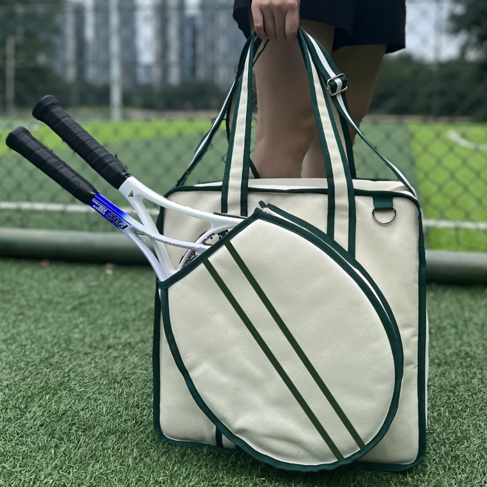item picture large capacity adjustable tennis racket bag multi functional portable racket equipment for outdoor sports canvas