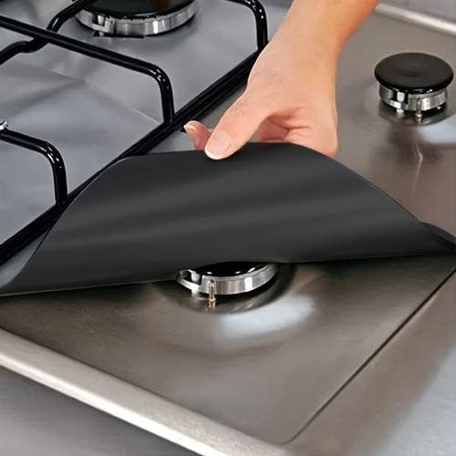 6pcs insulation pad high temperature and oil thickened ptfe gas stove pad stove cleaning pad stove protective cover gas stove pad to measuring size when purchasing