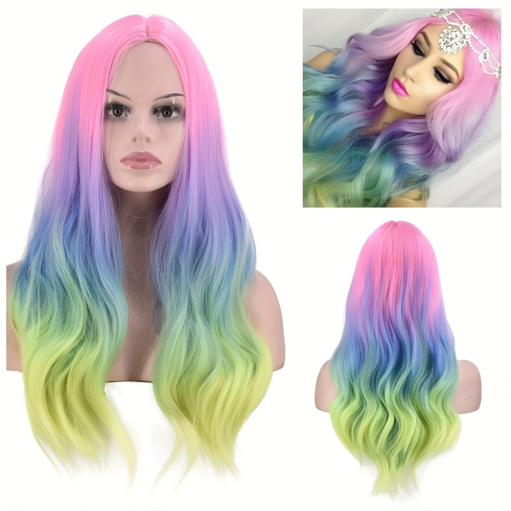 Parrucca Arcobaleno Lunga E Ondulata - Per Cosplay, Feste E Halloween - Foto 7