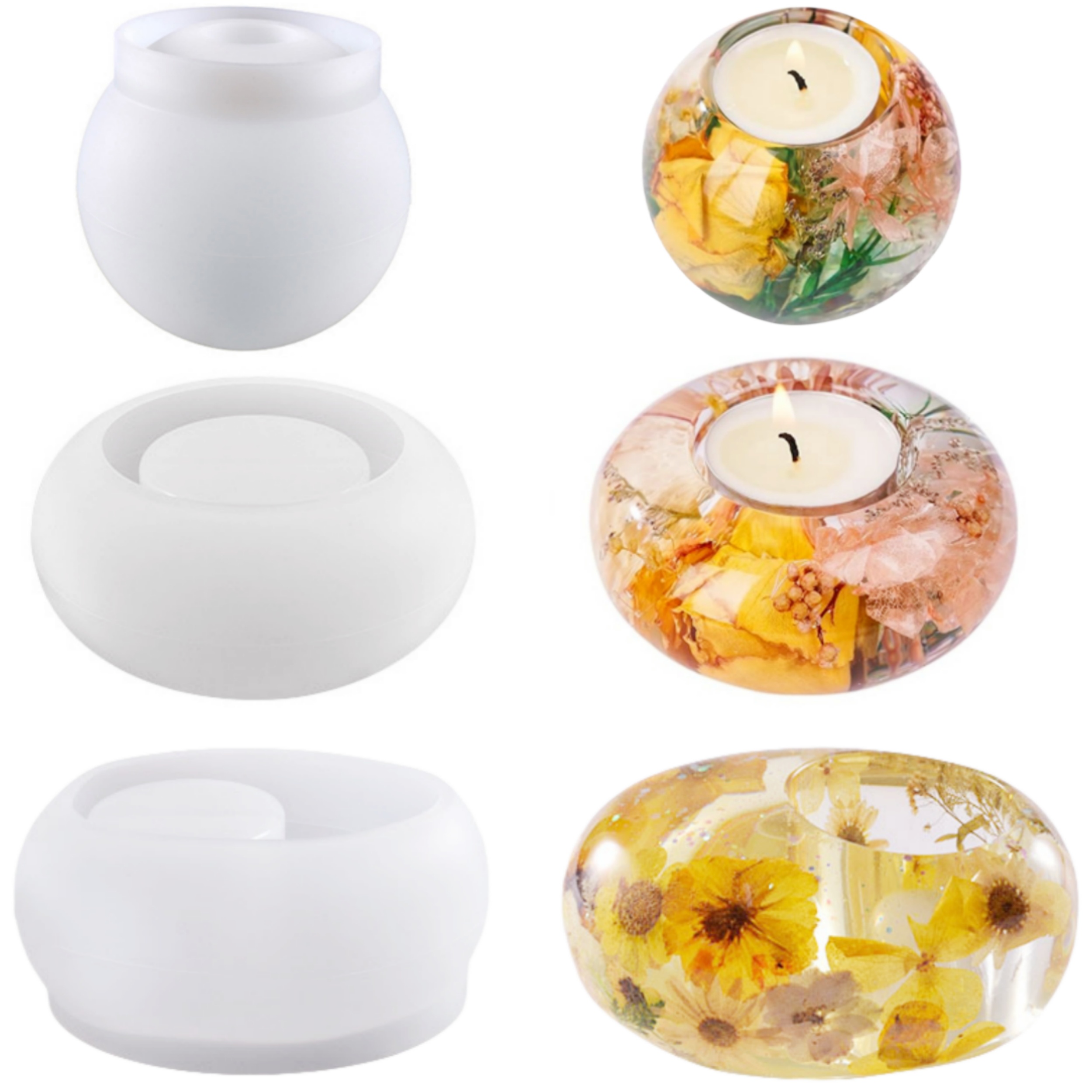 Set Of 3 Silicone Molds For Tea Light Candle Holders, Suitable For Resin, Plaster, Concrete, And Epoxy Resin Home Decor