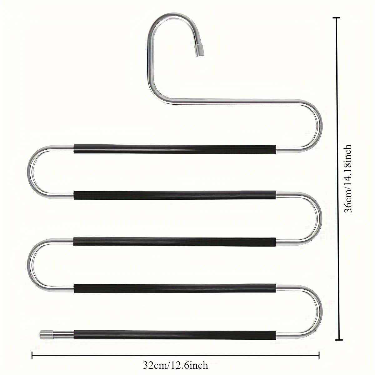 TEMU 5-tier Metal Pants Hangers, 1-piece Set, Brushed , Non-slip Foam Padded Bars, Multi-layered, Space-saving Trouser Organizer For Closet Storage