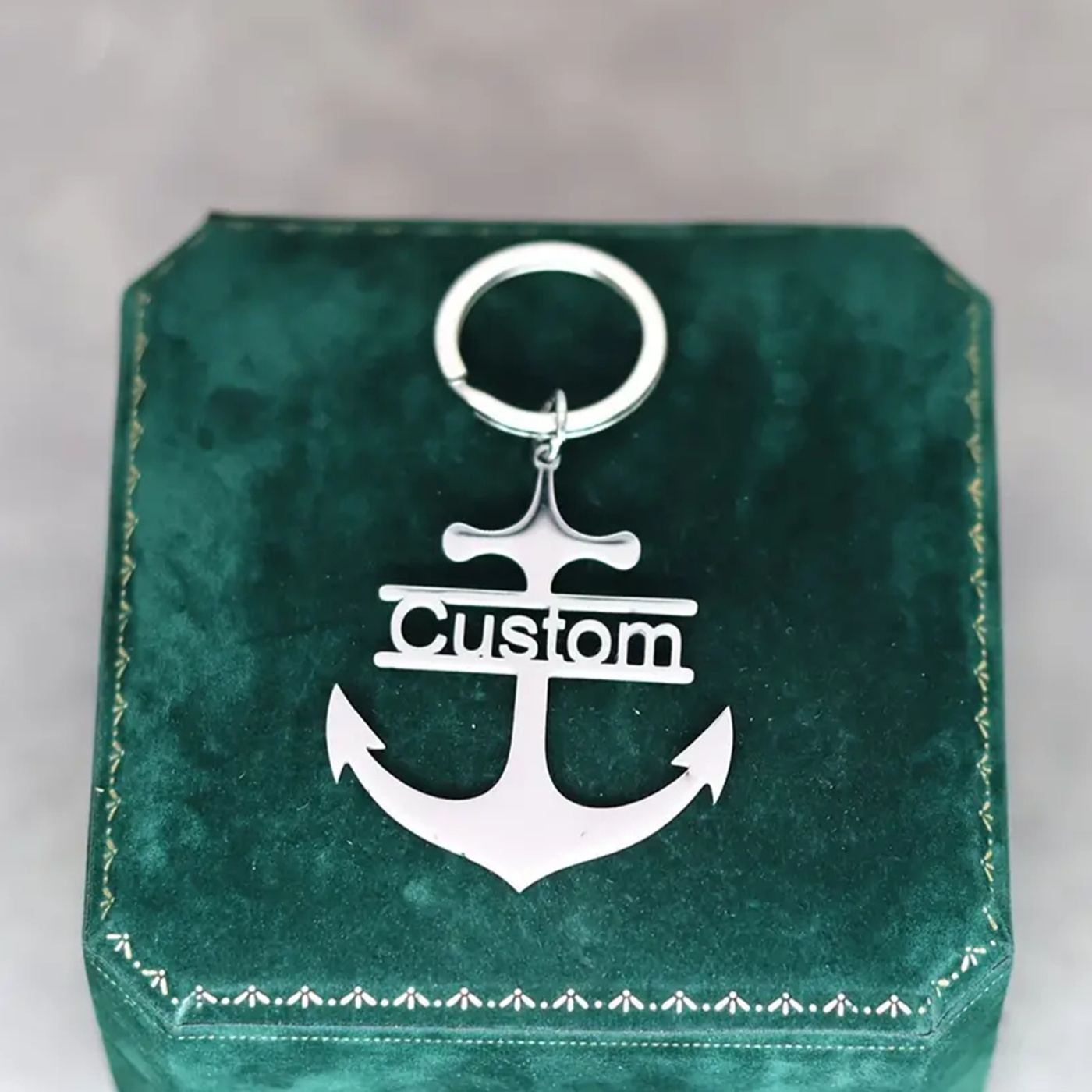 Personalized Nautical Anchor Keychain, Customizable Gift