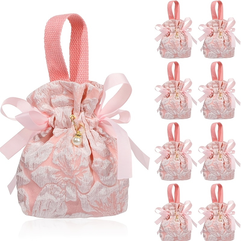 TEMU Gift For Her/him 1 Set Of 12pcs Pink Mini Floral Gift Bags, And Various Celebrations. This Mini Bouquet Bag Is An For Bridal Shower, Birthday,