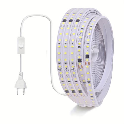 ac 220v 230v led strip lights 120leds m 7w meter led ribbon lamp led tape white or warm white for kitchen decoration indoor lighting with eu power plug and switch