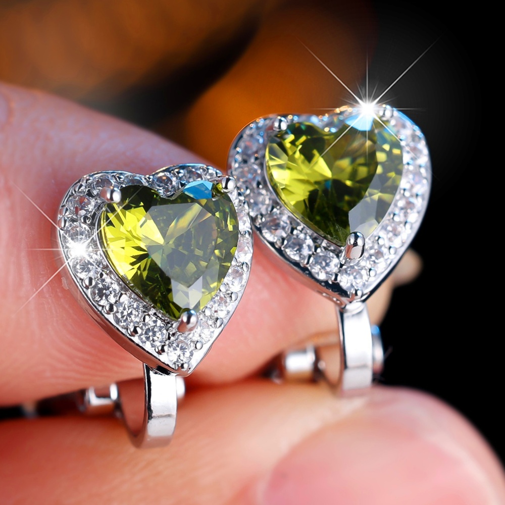 Stylish Heart-Shaped Clip-On Earrings with Synthetic Zirconia
