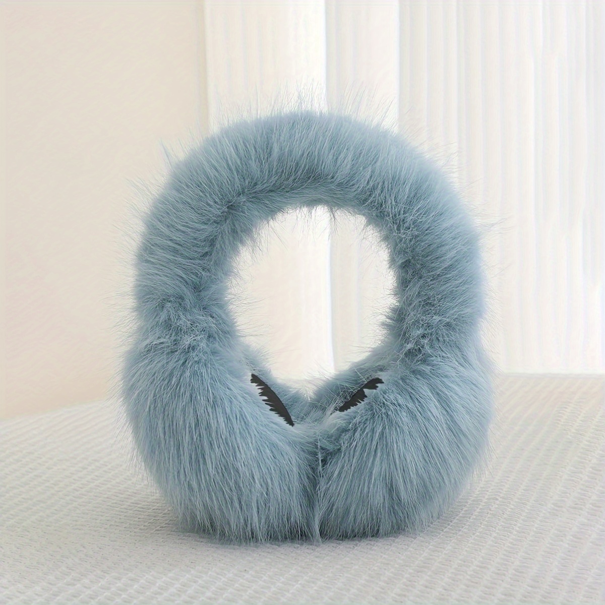 Women's Acrylic Faux Fur Earmuffs, Hand Washable, Warm Ear Protectors, Foldable