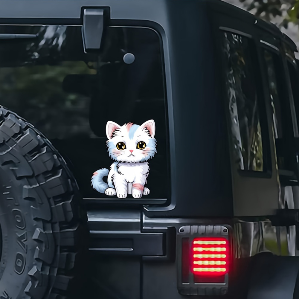 かわいい漫画猫の車のデカール アニメ子猫の傷隠しステッカー 車両ボディ用 自己粘着pvcラップトップデカール キラキラ仕 - Temu Japan