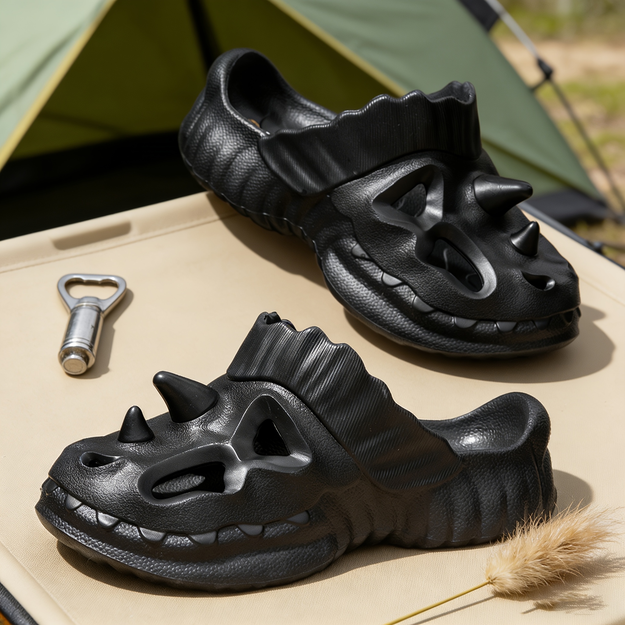 Funny Dinosaur Women Slippers, Breathable Comfy Platform Sandals