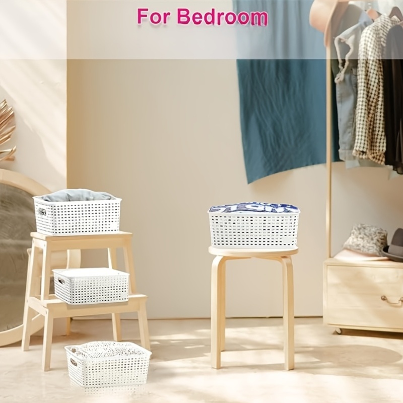 6pcs Stackable Storage Box with Lid Plastic Storage Basket