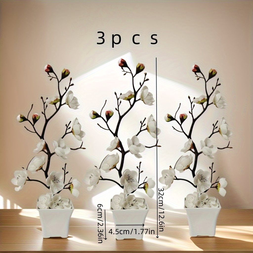 3 sets simulierter blumentpfe simulierter pflaumen bonsai - Temu Germany