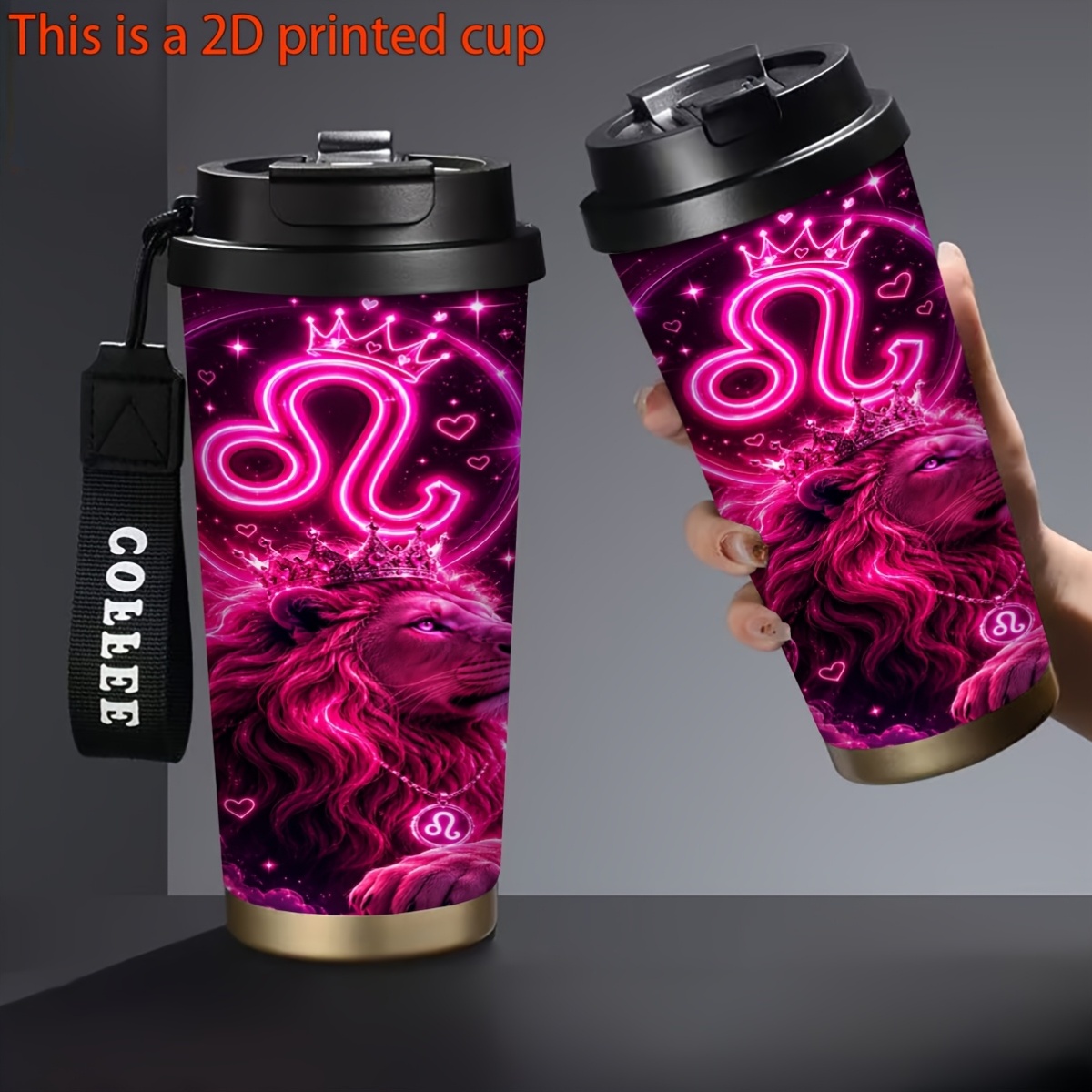 1pc 18oz stainless steel insulated tumbler and coffee cup lid leo   print office   perfect christmas gift for her aesthetic and   2d printed stainless steel insulated lid 2d printed