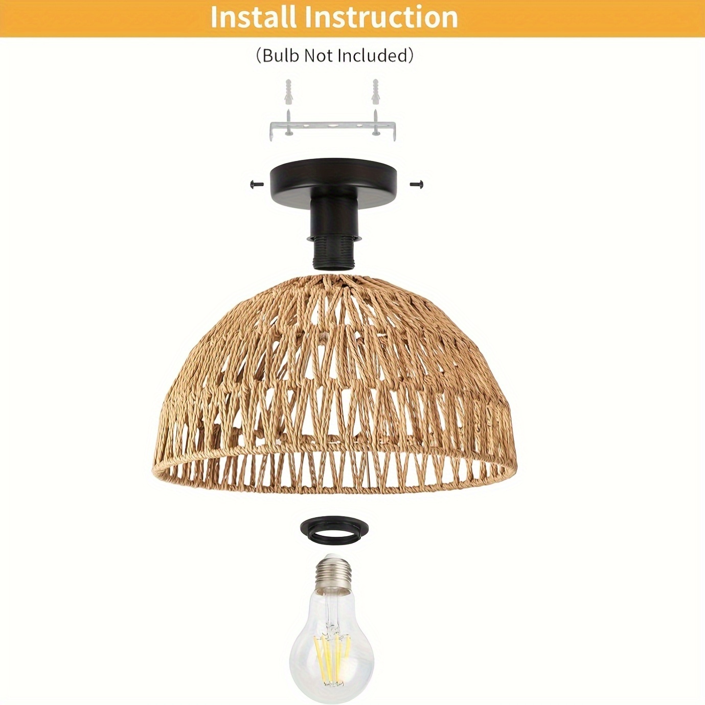Unique Handwoven Hemp Rope Ceiling Light