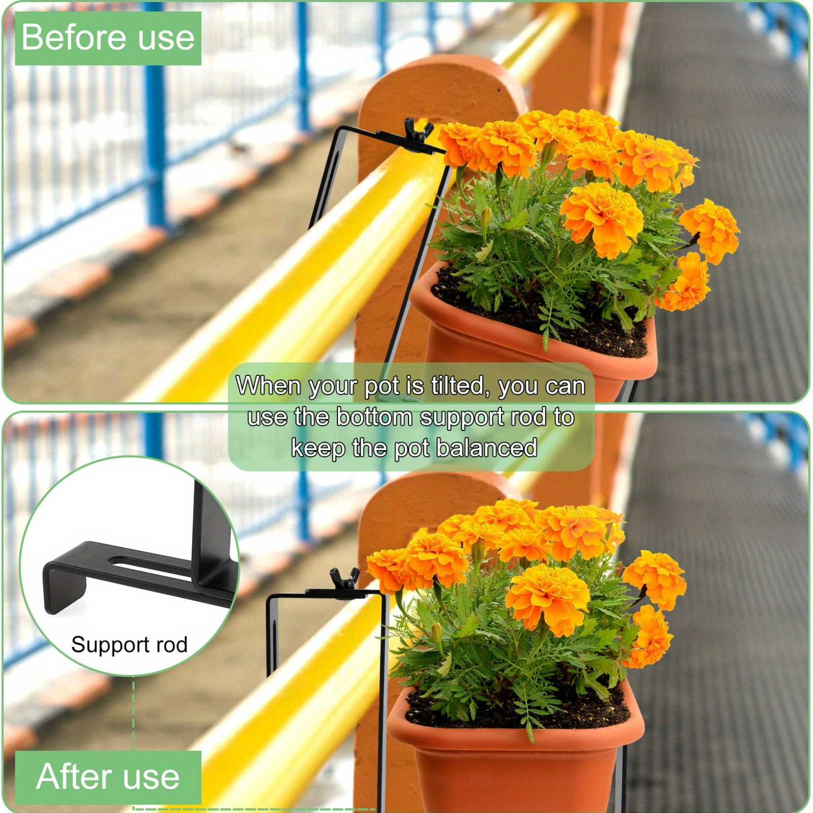 White Planter Box Brackets, Adjustable Window Planter Box Brackets (6 PCS) | UK