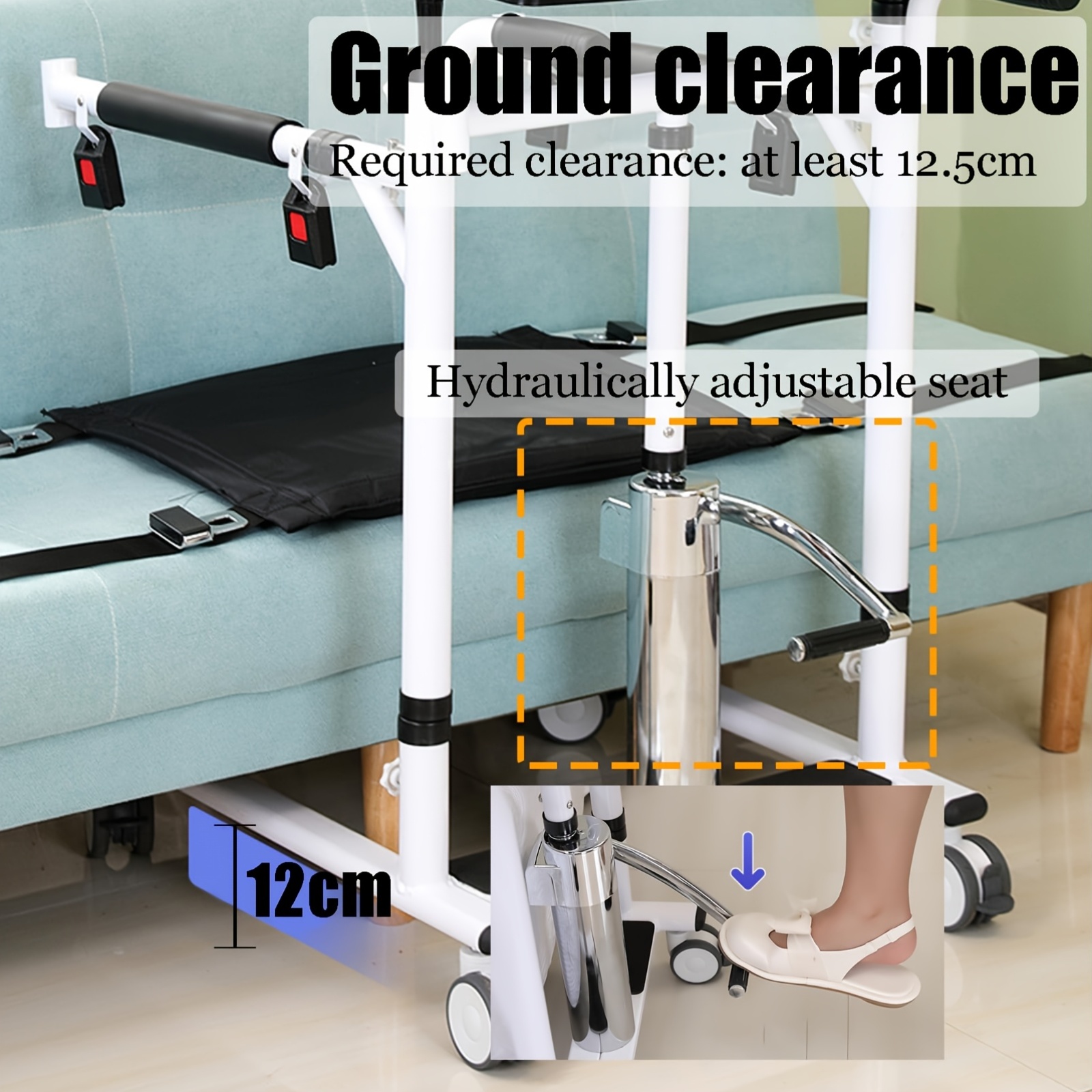household and automotive lifting mobile equipment adjustable height base width manual operation sturdy backrest to prevent   standing aid and support frame   with seat belts and armrests Product details 4