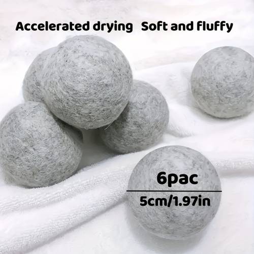 6 grey dryer balls reusable natural fabric softener gentle drying balls dryer balls for dryer reduce drying time and wrinkles