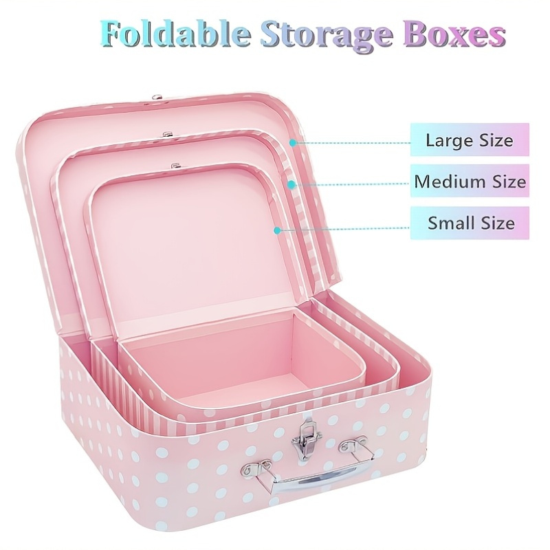 Zerodeko 3-teiliges Pappkoffer Set – Stapelbare Aufbewahrungsboxen Mit Metallgriff, Blumenmuster, Für Deko & Geschenke