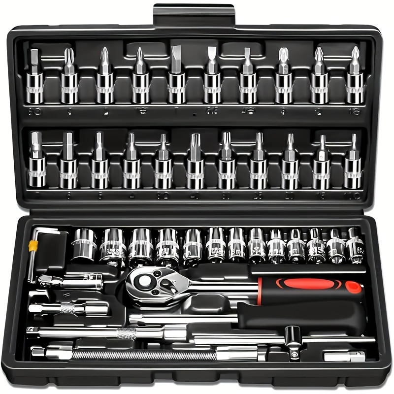 Juego de herramientas mecánicas para automóviles de 46/150 piezas, multifuncional con juego de dados, llaves y trinquete, caja de herramientas con estructura metálica duradera y caja de almacenamiento