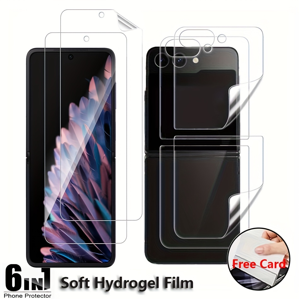 E-shop 6-in-1 2+2+2 Soft Side Hydrogel Film, kompatibel mit Samsung Galaxy Z Flip 7 FE 6 5 4 3, TPU Displayschutzfolie für Zflip3 Flip4 Flip5 Flip6 Fe