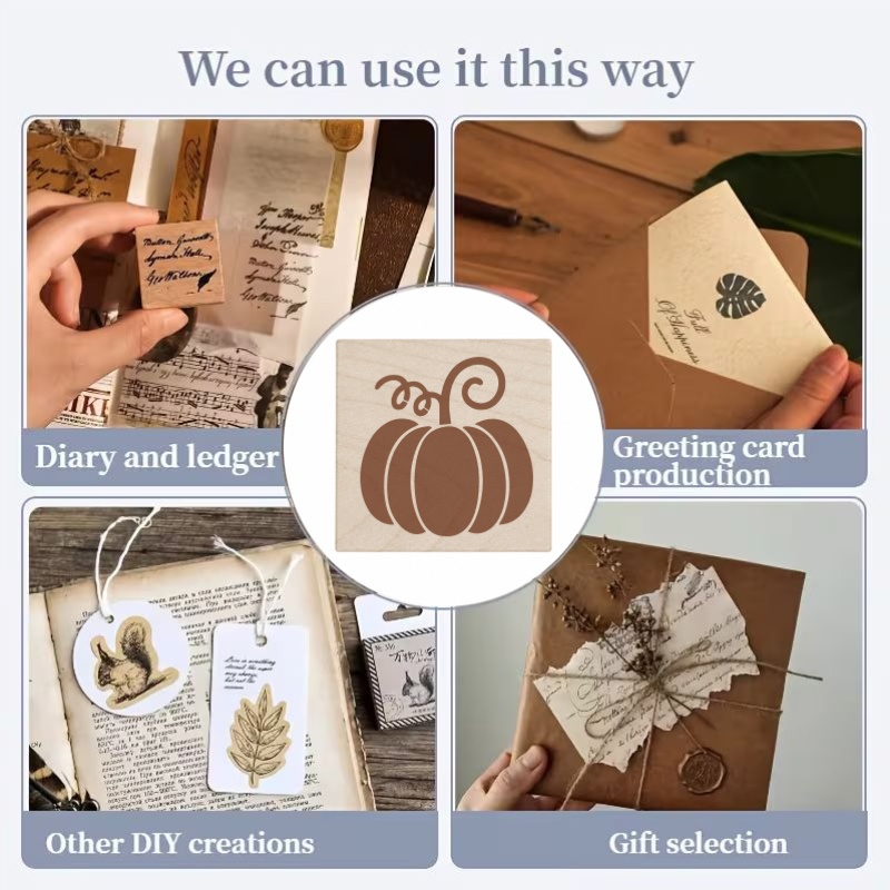 Beautiful Easy Vine Pumpkin Wooden Rubber Stamp