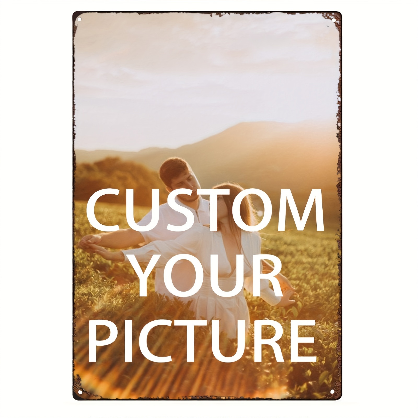 TEMU 2d Flat, Customizable Aluminum Aluminum Sign (8x12 Inches / 20.32x30.48cm) - Personalized Vintage Photo Metal Poster With Your Own Picture -