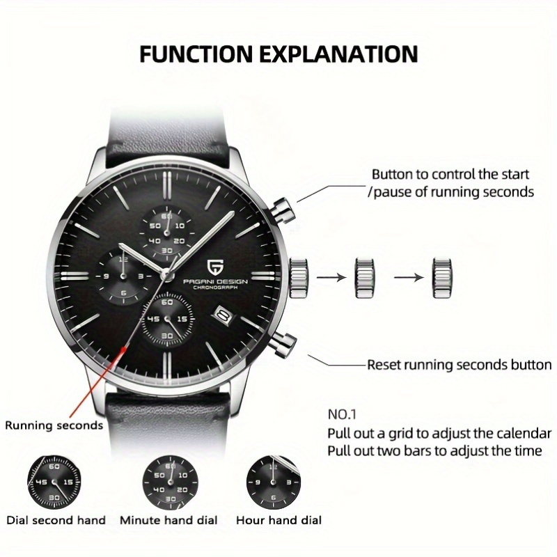 pagani design watches men chronograph vk67 japanese quartz - Temu