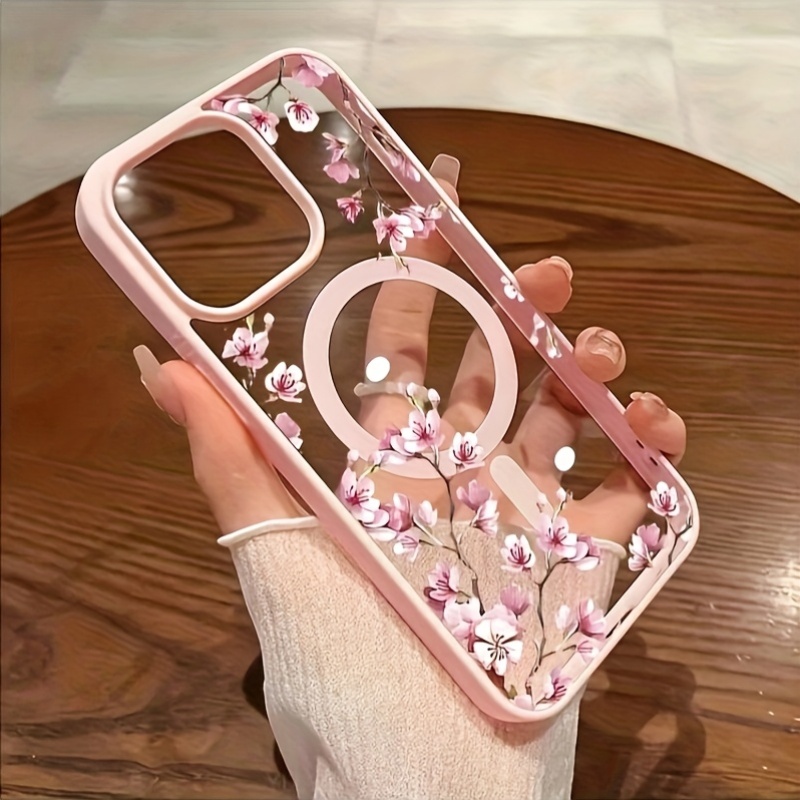 E-shop Handyhülle: Minimalistisches -Rutsch Design mit elegantem Blumenhintergrund – Schutzhülle für iPhone 17/17 Pro Max/17 Air/17/16/15/14/13/12/11 –