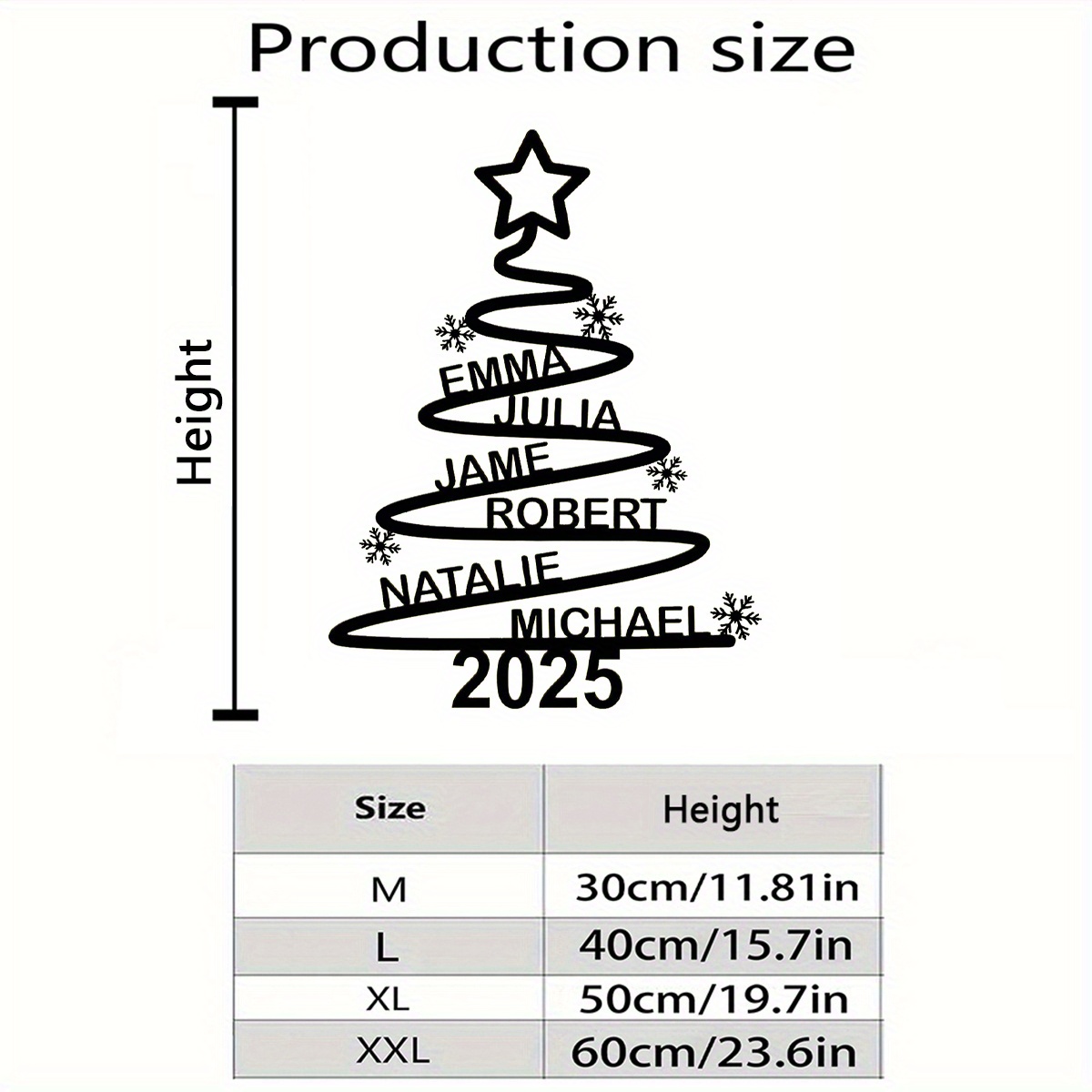 TEMU 1pc Customizable Christmas Tree Sign, Scene Party Hanging Decoration, Iron Art Wall Decor, Christmas Tree And Snowflake Silhouette Wall Art