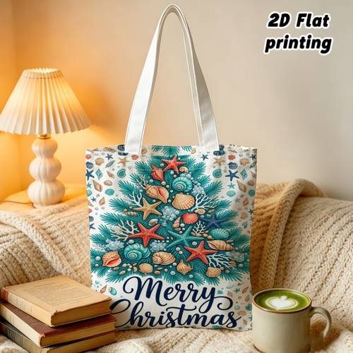 1pc seashell coral pine needle pattern printed womens shoulder bag crossbody hand backpack dual use reusable exquisite suitable for daily outdoor travel party gift thanksgiving christmas