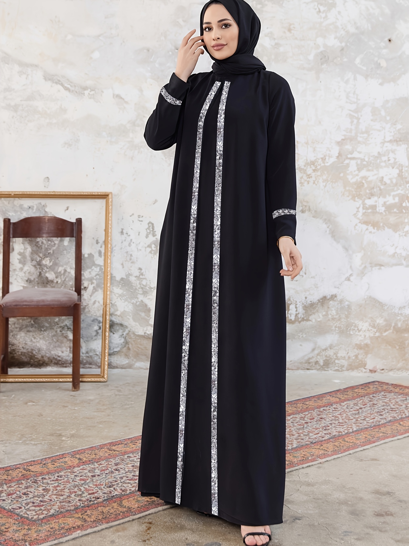 muslim middle eastern arab sequin elegant round