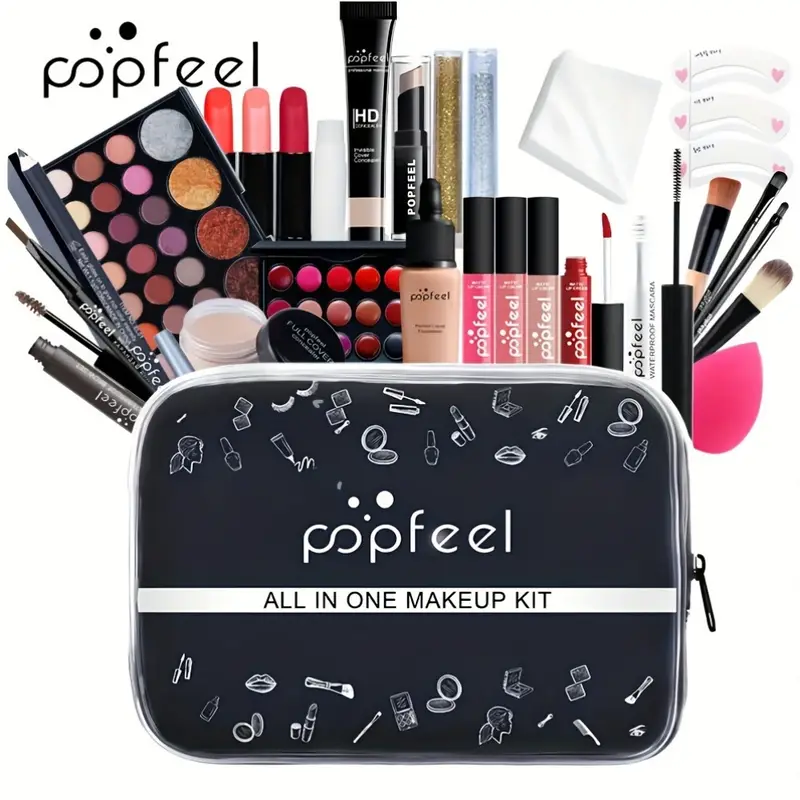 all in one travel makeup kit portable cosmetic set with black case for on the ups details 2