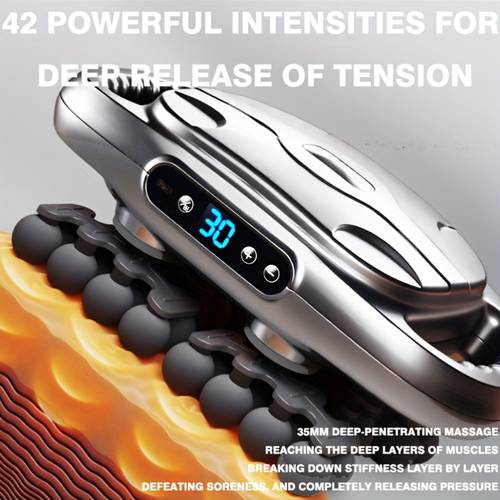 professional fascia gun muscle relaxer 42 massage heads led 10 minute 9 and type c fast charging deep impact release suitable for neck back legs shoulder muscles