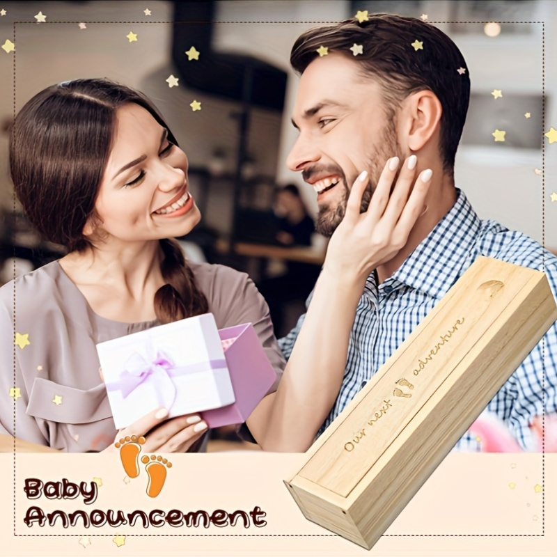   memories wooden pregnancy test keepsake box perfect surprise announcement gift for grandparents dad husband details 2