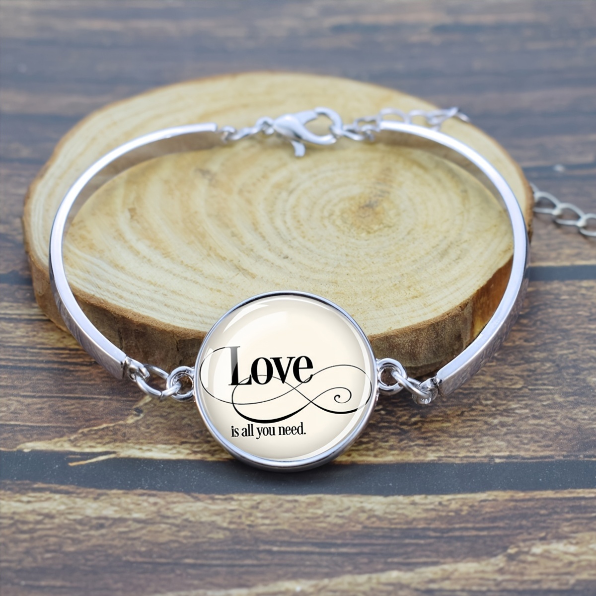 Love Is All You Need Glass Dome Charm Bracelet