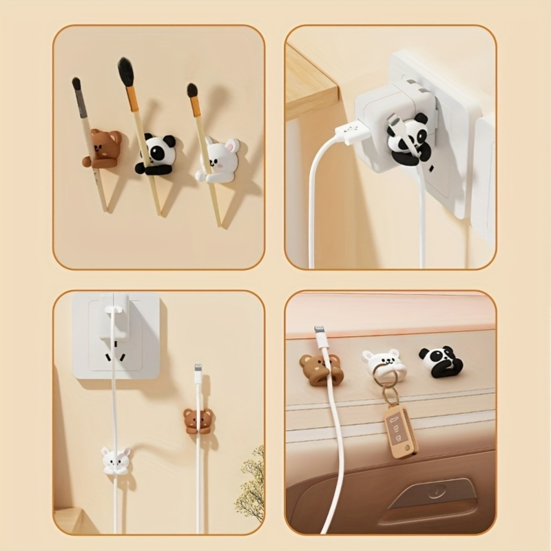 cute animal cable clips set pvc cable organizer charging Temu