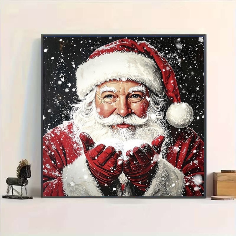 Beginner Printed Cross Stitch Kit, Snow Santa Claus Pattern