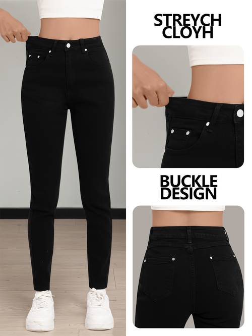 damen schwarze high-waist stretch jeans, -fit skinny jeans, zeigten eine figur