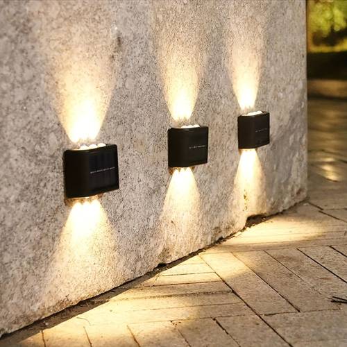 8 packs solar wall light outdoor 6 led deck lights wall light for courtyard street fence garage garden perfect decoration