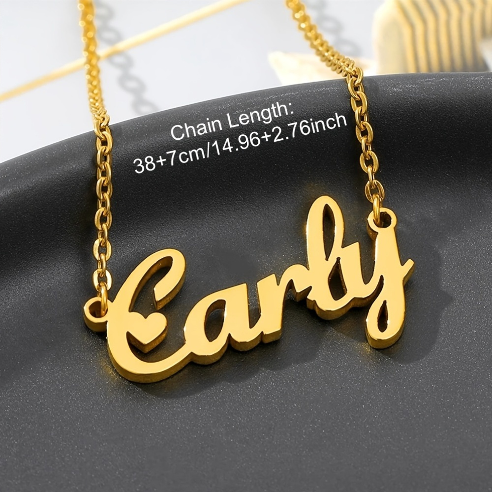 Custom Stainless Steel Name Pendant Necklace with Heart Font