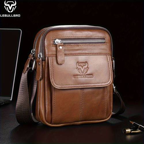 lebullbro mens top layer cowhide shoulder bags 100 genuine leather handbag high quality small sling bags crossbody