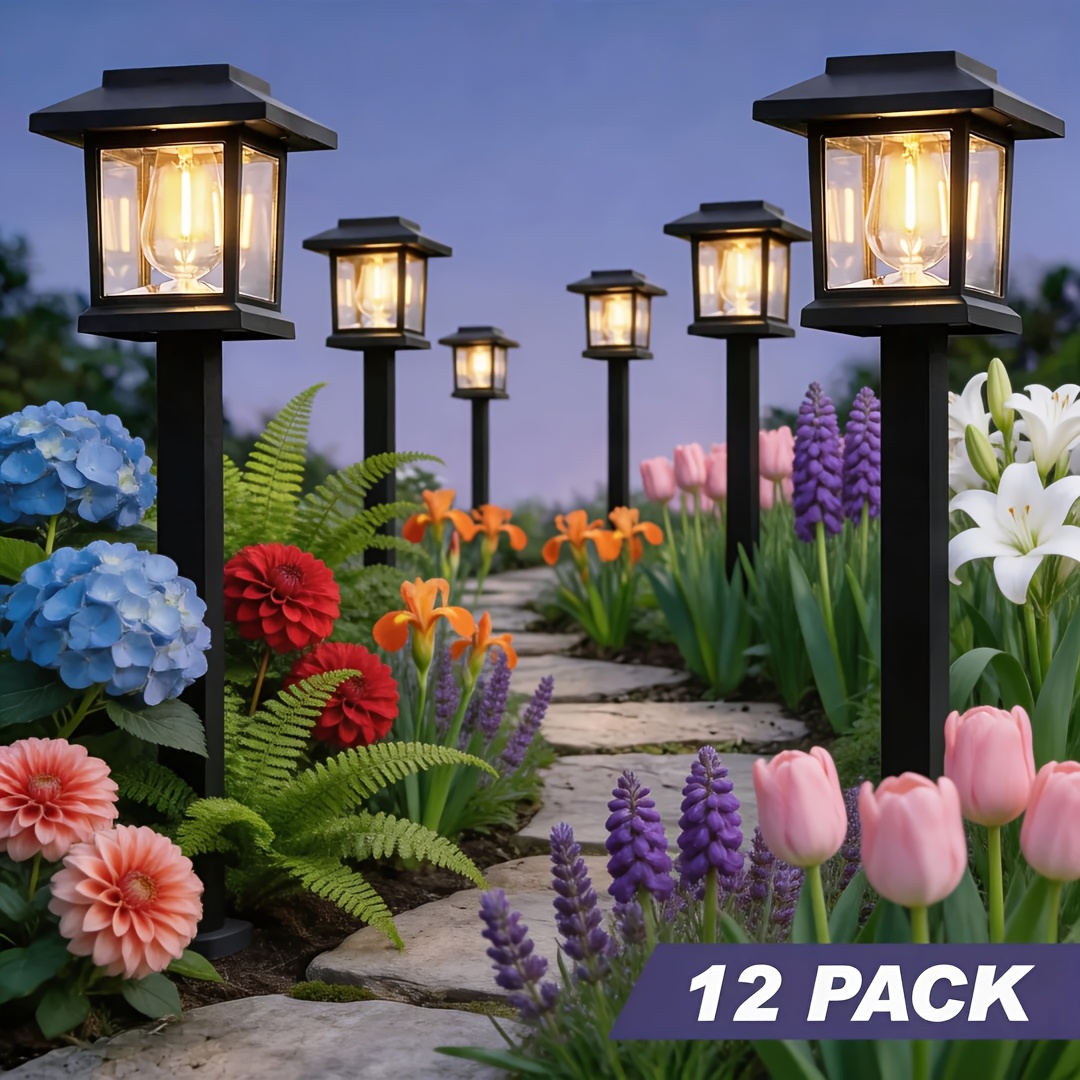 TEMU 12pcs Outdoor Solar Lights ( And Smart Automatic ), Garden Solar Lights Outdoor, Solar Pathway Lights, Suitable For Landscape, , Courtyards, ,