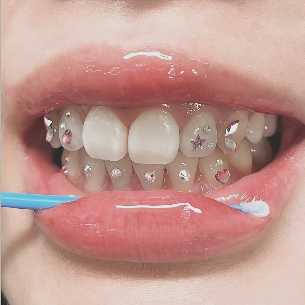 Bottom Row Tooth Gems On Bottom Teeth Wholesale Price Shinning DIY