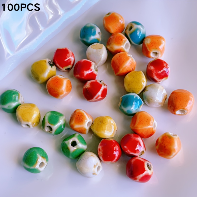 100 Mixed Ceramic Beads for DIY Jewelry Making Materials